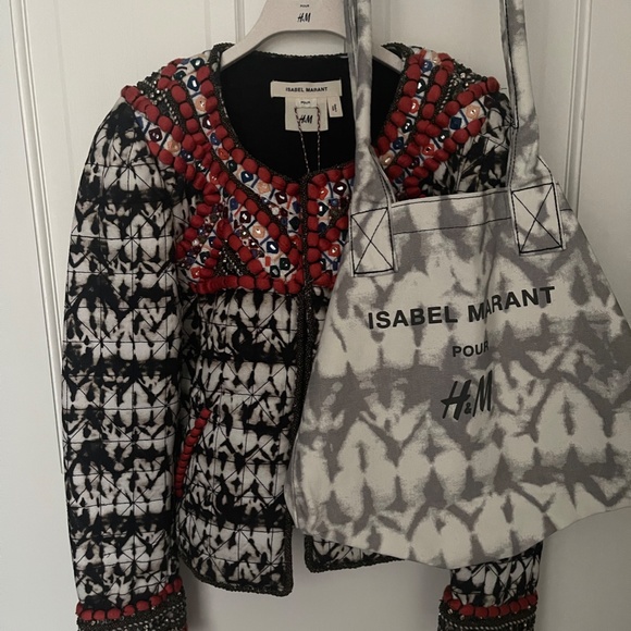 Isabel Marant pour H&M Embroidered Beaded Jacket Sz4/34- including bag & hanger - Picture 3 of 8